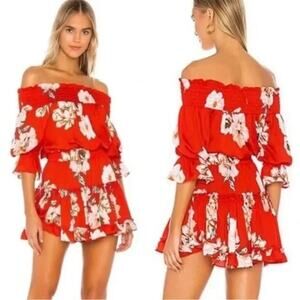 MISA Los Angeles Darla Poppy Floral Ruffled Mini Dress XS